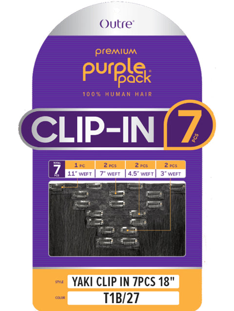 Outre  100% Human Hair Premium Purple Pack Yaki  Clip-In 7pcs