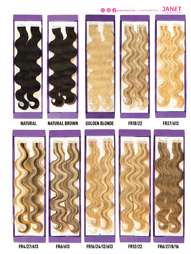 Collection 100 Human Hair TAPE IN Hair Extensions BODY WAVE 1