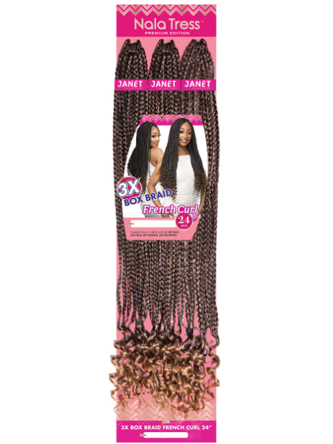 Janet Collection 3X BOX BRAID FRENCH CURL Crochet Braid 24"