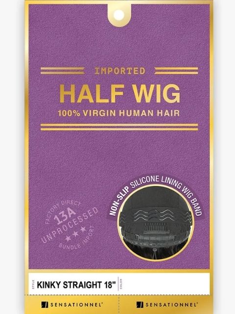 Sensationnel Imported 100% Virgin Human Hair Half Wig - KINKY STRAIGHT 18"