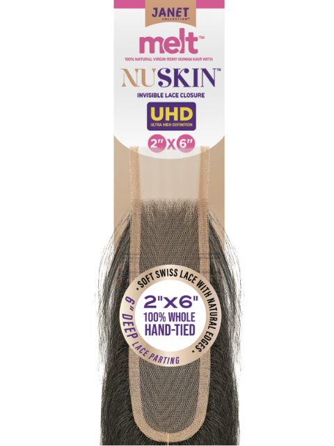 Janet MELT NUSKIN UHD Virgin Remy Human Hair 2x6 Swiss Lace Closure STRAIGHT"