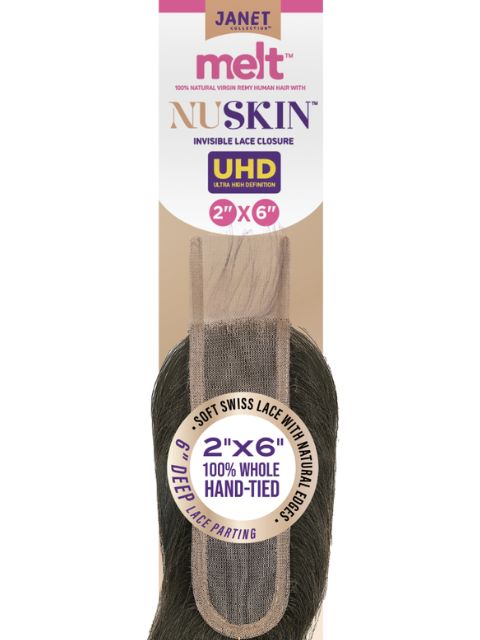 Janet MELT NUSKIN UHD Virgin Remy Human Hair 2x6 Swiss Lace Closure BODY"