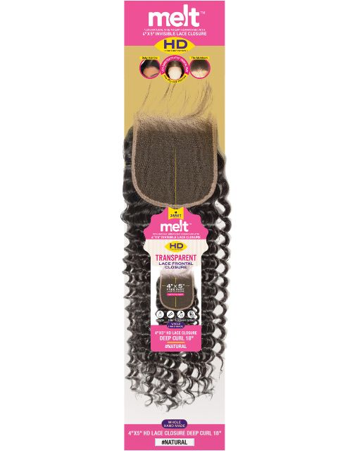 Janet Collection 100% Remi Human Hair HD Melt 4x5 DEEP CURL- (MHDD45)" Lace Frontal Closure