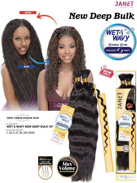 Janet Collection 100% Virgin Human Hair WET&WAVY NEW DEEP Bulk 18"