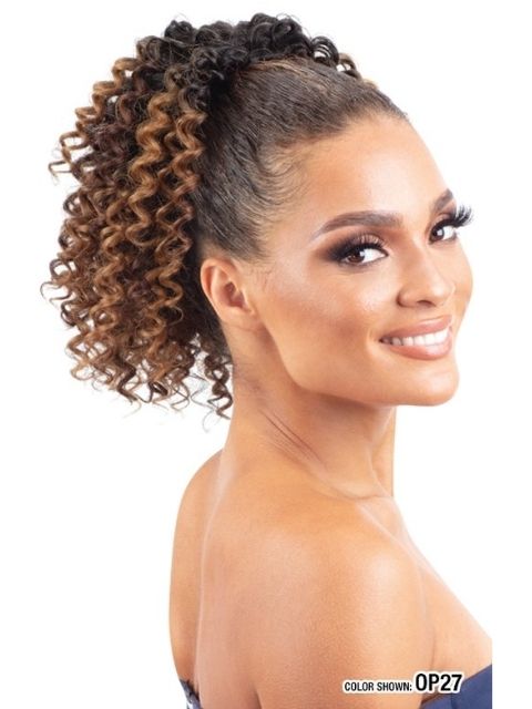Model Model Miss Divine Human Hair Blend MasterMix Drawstring Ponytail- WAND CURL