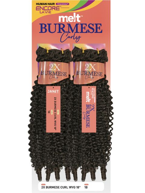 Janet Collection Human Hair Blend Encore Lavie Melt 2X BURMESE CURL Weave 18"