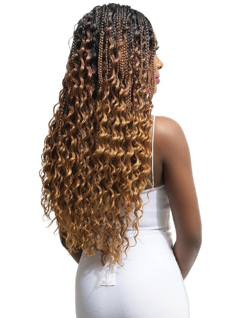 Janet Collection Human Hair Blend Encore Lavie Feather Crochet 2X BOHO BOX Pre-Braided Knotless Crochet Hair 18"