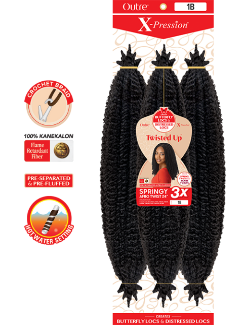Outre X-Pression Twisted Up 3X SPRINGY AFRO TWIST Crochet Braid 24" *MEGA SALE