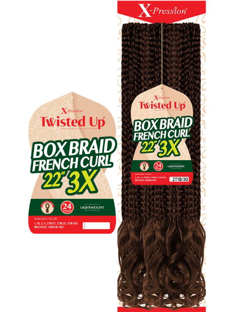 [VALUE PACK] Outre X-Pression Twisted Up 2X BOX BRAID FRENCH CURL Crochet Braid 22"- 10 pcs