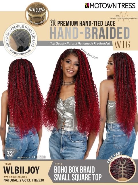 Motown Tress HD Invisible Premium Hand-Tied Lace Han-Braided Wig - WLBII.JOY