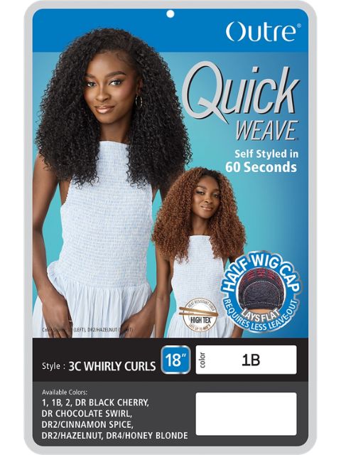 Outre Premium Synthetic Quick Weave 3C WHIRLY CURLS" Half Wig