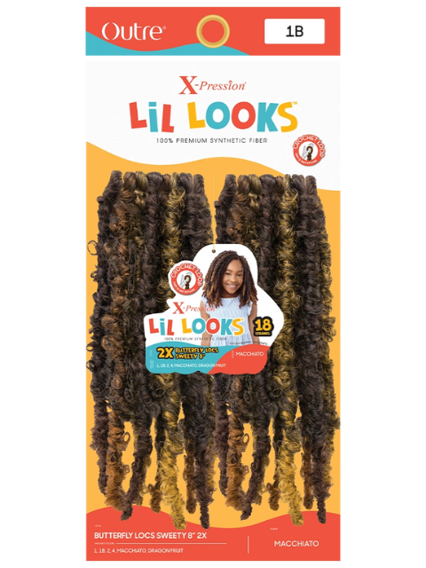 [VALUE PACK] Outre X-Pression Lil Looks 2X BUTTERFLY LOCS SWEETY Crochet Braid 8"- 10 pcs