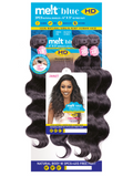Janet Collection Melt Blue 100% Remy Human Hair NATURAL BODY Weave 3pcs + 4x5 Free Part Closure
