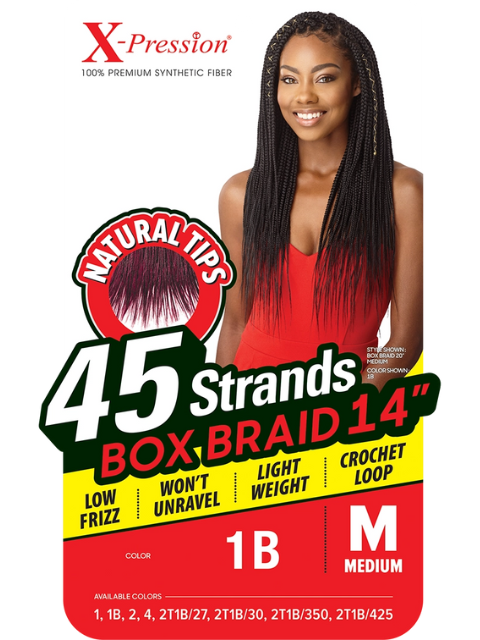 [VALUE PACK] Outre X-Pression Box Braid Medium Natural Tip 45 Strands Crochet Braid (10pcs)