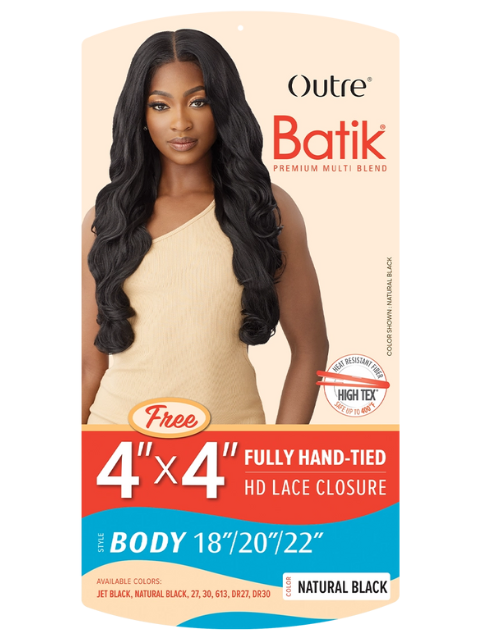 Outre Batik Premium Multi Blend BODY Weave 18" 20" 22" + 4x4 HD Lace Closure