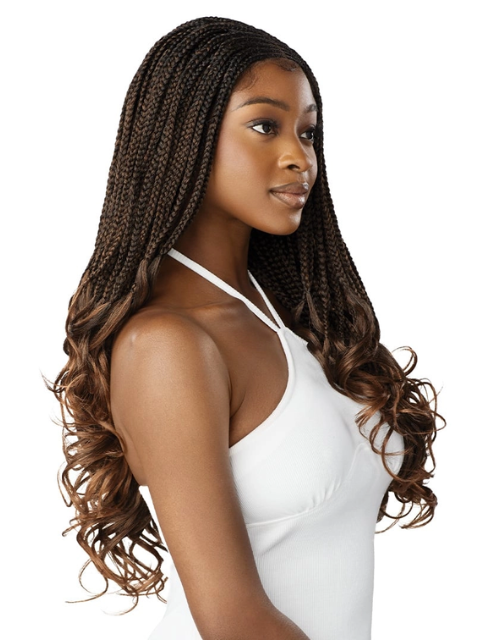 Outre Pre-Braided 4x4 Glueless Lace Front Wig - MIDDLE PART FRENCH CURL BOX BRAIDS 26"