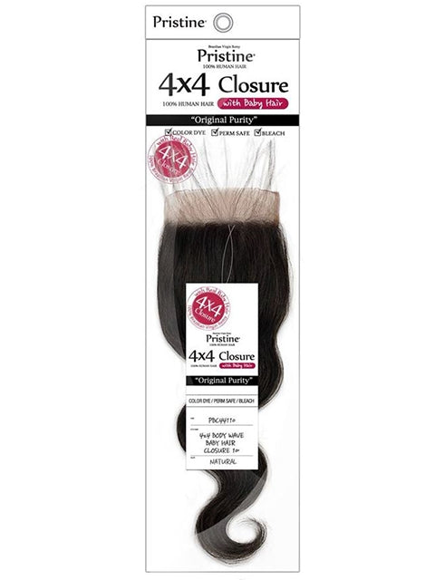 Mane Concept Pristine 100% Human Hair 4x4 BODY WAVE BABY HAIR Closure (PBC4411)