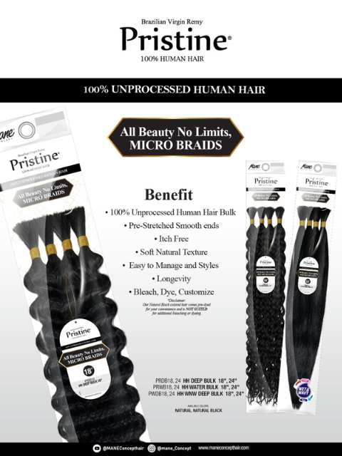 Mane Concept Pristine 100% Unprocessed Human Hair Deep Bulk (PRDB)