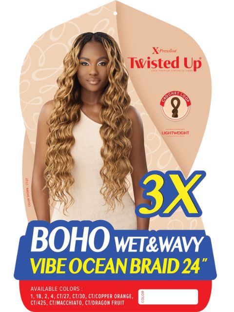 Outre X-Pression Twisted Up Crochet Braid BOHO WET & WAVY VIBE OCEAN BRAID 24" 3X *MEGA SALE