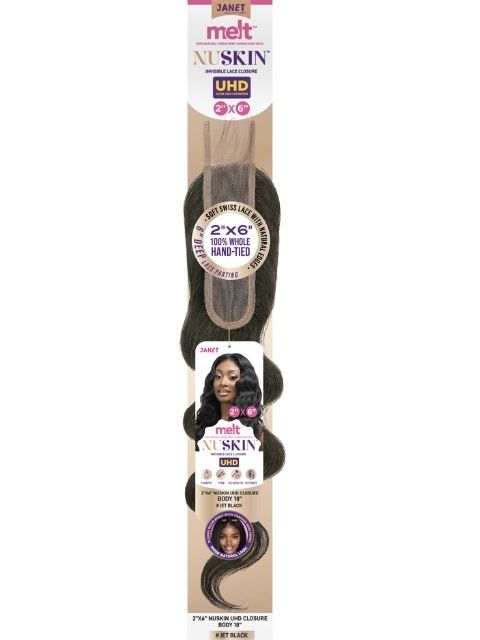 Janet MELT NUSKIN UHD Virgin Remy Human Hair 2x6 Swiss Lace Closure BODY"
