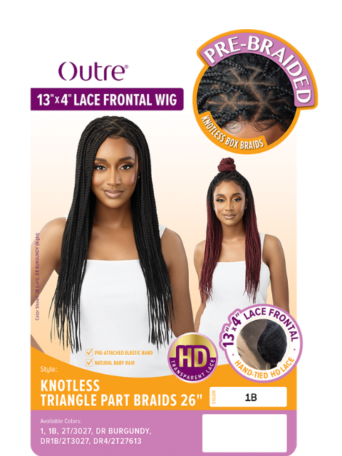 Outre Pre-Braided 13x4 Glueless HD Lace Frontal Wig - KNOTLESS TRIANGLE PART BRAIDS 26"