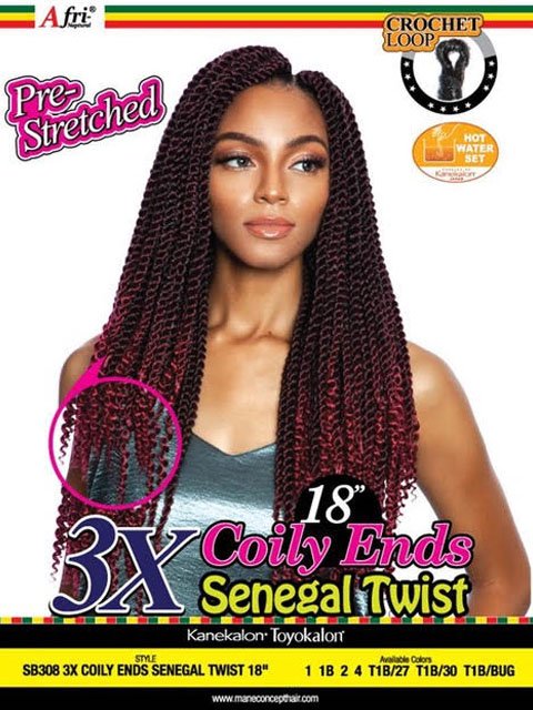 Mane Concept Afri Naptural 3X COILY ENDS SENEGAL TWIST Braid 18 SB308