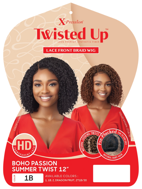 Outre X-Pression Twisted Up Glueless Lace Front Braid Wig - BOHO PASSION SUMMER TWIST 12