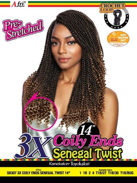 Mane Concept Afri Naptural 3X COILY ENDS SENEGAL TWIST Braid 14 SB307