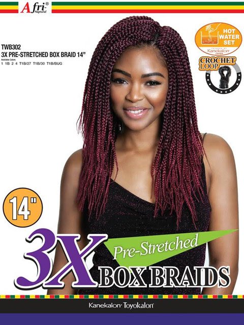 Mane Concept Afri Naptural 3X Pre-Stretched Box Braid Crochet Loop Braid 14 TWB302