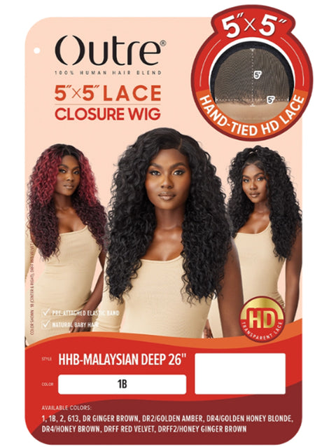 Outre 100% Human Hair Blend 5"x5" Glueless Lace Closure Wig - HHB-MALAYSIAN DEEP 26