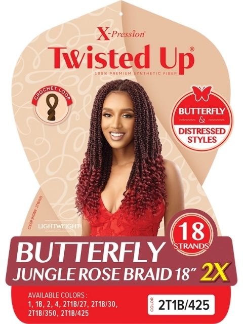 [VALUE PACK]  Outre X-Pression Twisted Up 2X BUTTERFLY JUNGLE ROSE BRAID 18" 10packs