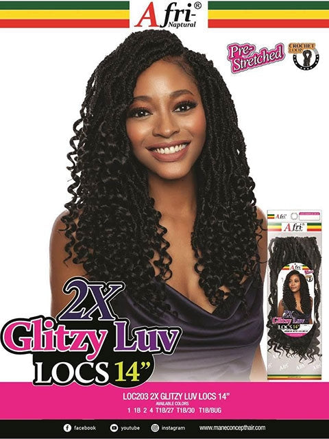 Mane Concept Afri Naptural Dreads 2X GLITZY LUV LOCS Braid 14 LOC203
