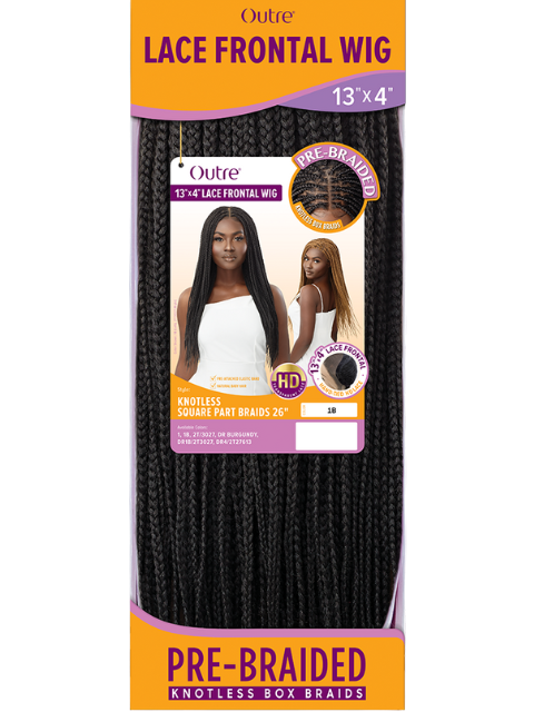 Outre Pre-Braided 13x4 Glueless HD Lace Frontal Wig - KNOTLESS SQUARE PART BRAIDS 26"