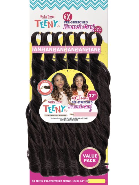 Janet Collection Nala Tress Pre-Stretched TEENY 6X  French Curl Braiding Hair 32”