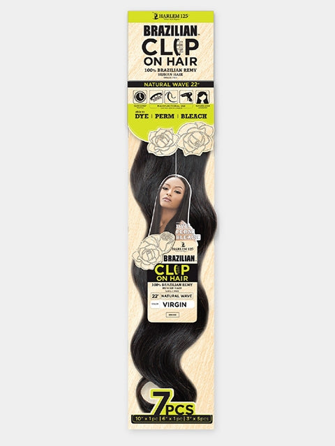 Harlem 125 Brazilian NATURAL WAVE Clip On Hair 7pc (7BW)