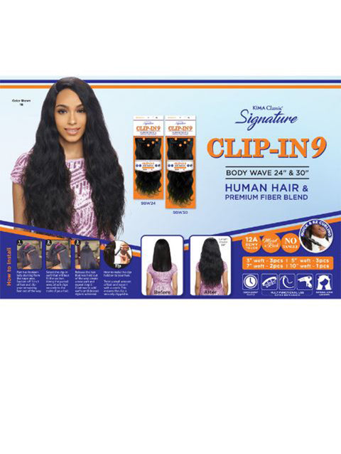 Harlem 125 Human Blend  KIMA Signature Clip-in Hair 9pc BODY WAVE (9BW24 & 9BW30)