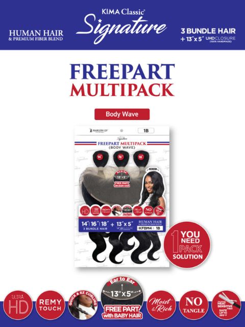 Harlem 125 Human Hair Blend Kima Signature Free Part Multi-pack- BODY WAVE(KFB)