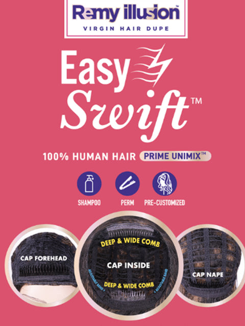 Janet Collection Remy Illusion 100% Human Hair Mix Easy N Swift Half Wig - AGRA