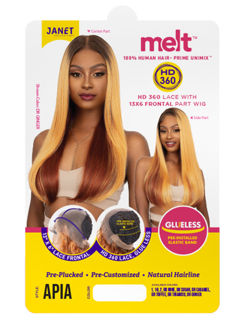 Janet Collection 100% Human Hair Prime Unimix HD 360 with 13X6 Frontal Part Glueless APIA Lace Wig *SALE