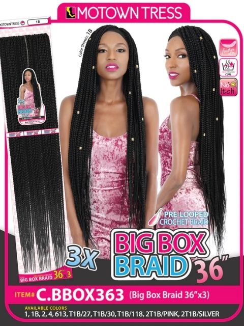 Motown Tress Pre-looped Crochet Braid 3X BIG BOX BRAID"- C.BBOX
