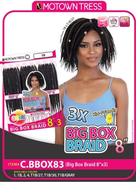 Motown Tress Pre-looped Crochet Braid 3X BIG BOX BRAID"- C.BBOX