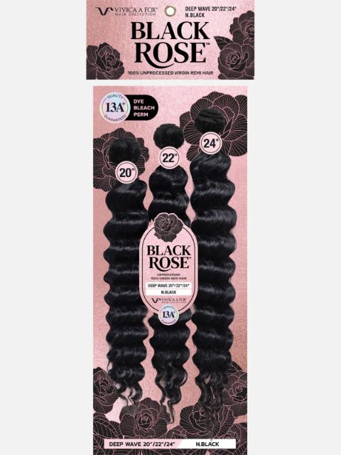 Vivica A Fox Black Rose 100% Unprocessed Human Hair Multi Pack 3pcs DEEP WAVE" (BR3DW) Weave