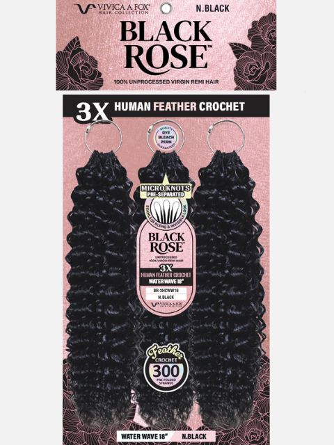 Vivica A Fox Black Rose Human Hair Feather Crochet Extension - (BR-3HCWW) 3PCS WATER WAVE"