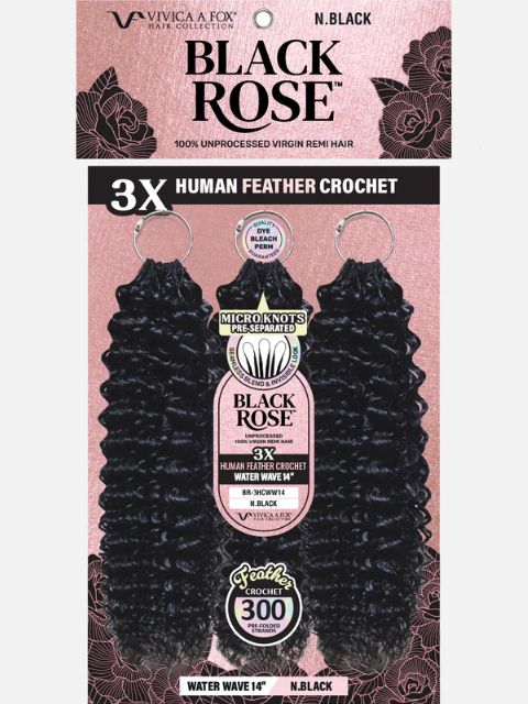 Vivica A Fox Black Rose Human Hair Feather Crochet Extension - (BR-3HCWW) 3PCS WATER WAVE"