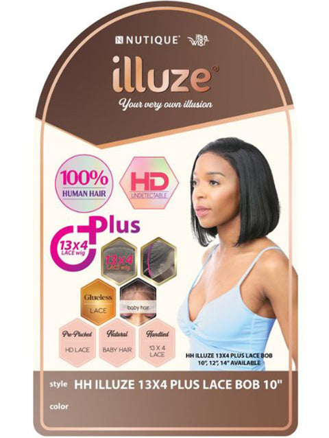 Nutique Illuze 100% Human Hair 13x4 PLUS LACE BOB 10" HD Lace Front Wig