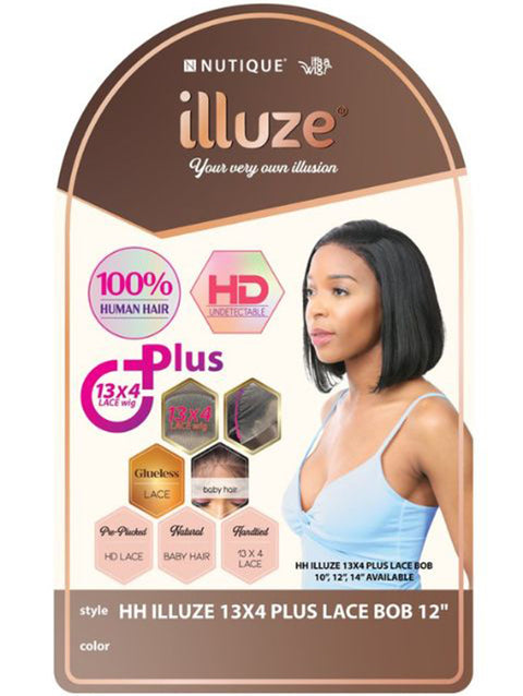 Nutique Illuze 100% Human Hair 13x4 PLUS LACE BOB 12" HD Lace Front Wig