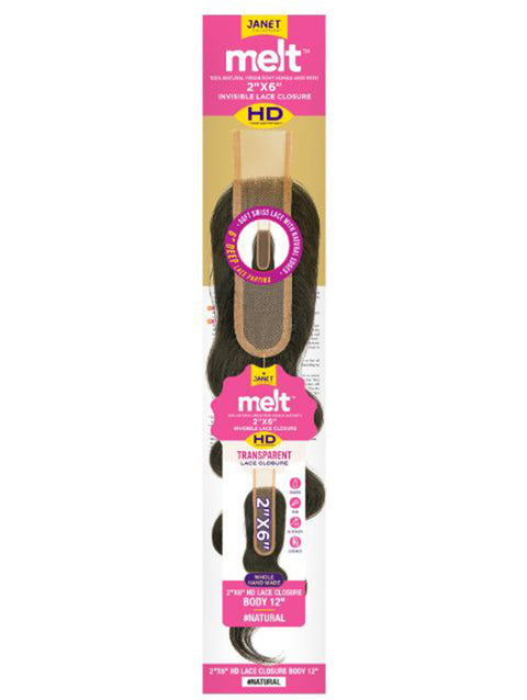 Janet Collection 100% Remi Human Hair Melt 2x6 HD Lace closure BODY