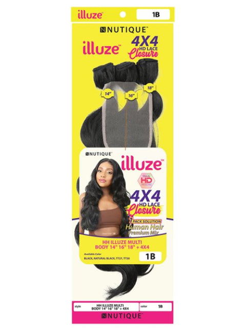 Nutique Illuze Human Hair Mix Multi 3pcs Bundles + 4x4 Closure - BODY
