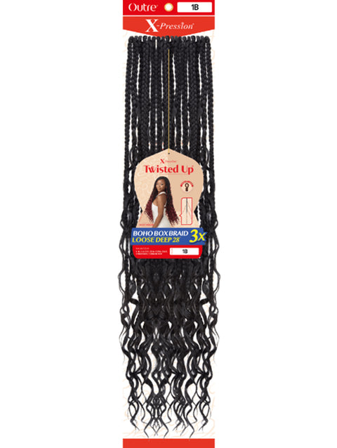 Outre X-Pression Twisted Up Crochet Braid 3X BOHO BOX BRAID LOOSE DEEP 28"