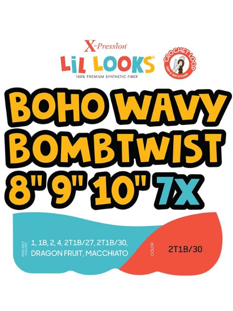 Outre X-Pression Lil Looks 7X BOHO WAVY BOMBTWIST 8" 9" 10" Crochet Braid